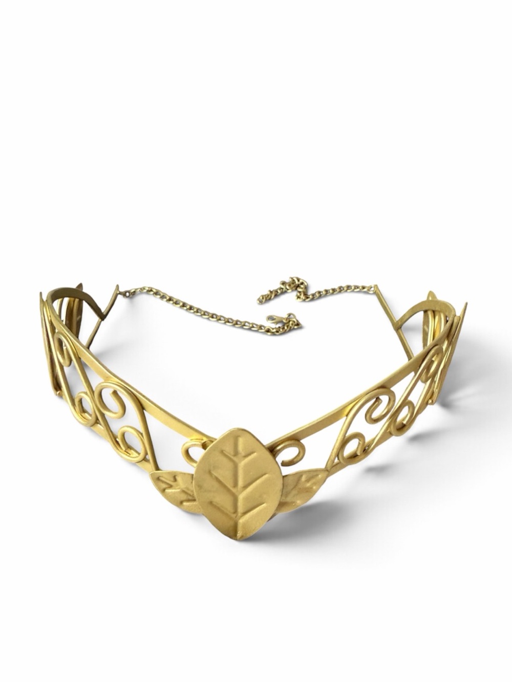 Roman Tiara Circlet Leaf Gold tone Crown Greek Goddess Headband Adjustable nWOT